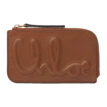 Chloe Shiny Calfskin Wallet Trumpets Women's Clay Brown