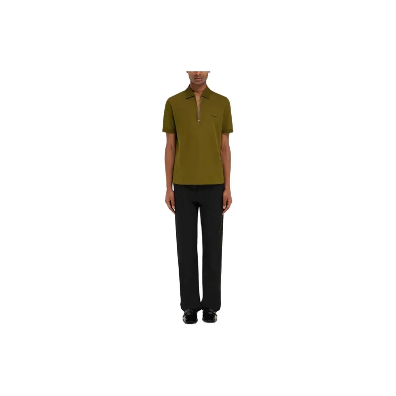 Ferragamo Logo Embroidered Knitted Polo Shirt-1