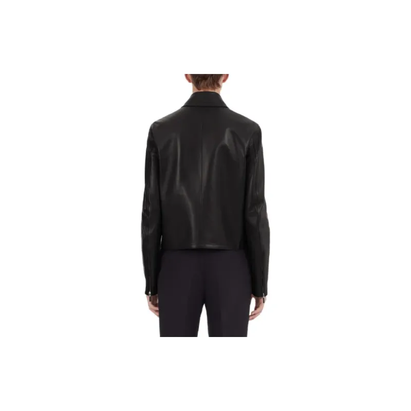 Ferragamo Leather Jackets Men Black-3