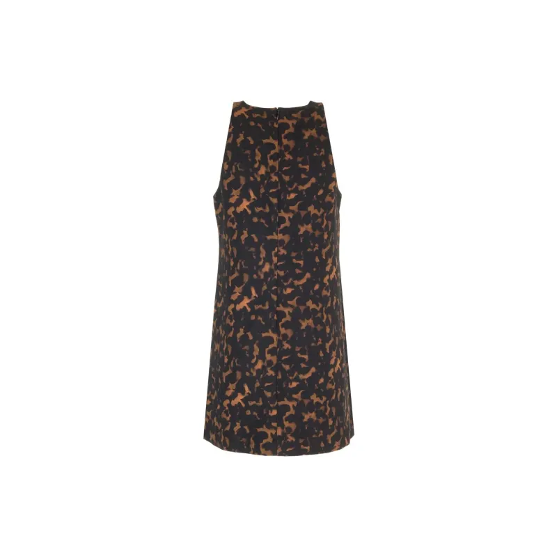 THEORY Tortoiseshell Printed Sleeveless Mini Shift Dress-1