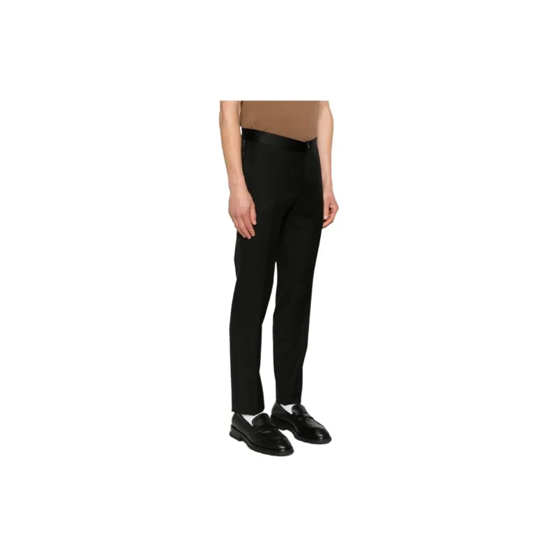 Canali Satin trim Wool Tailored Trousers-3