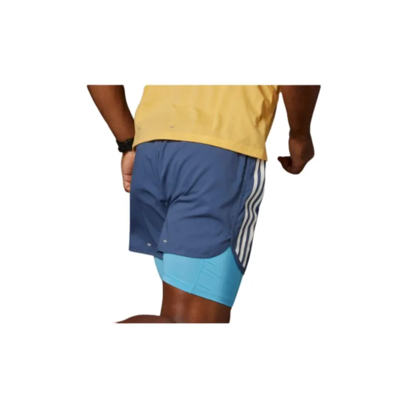 Adidas Own The Run 3 Stripes 2 In 1 Shorts Sports Shorts Men's Blue-4