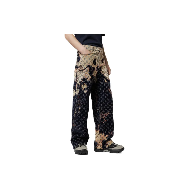 LOUIS VUITTON Monogram Bleached Denim Pants-4