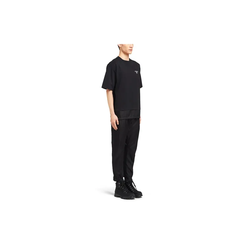 PRADA Cotton Nylon Detail Boxy Cut T-shirt-1