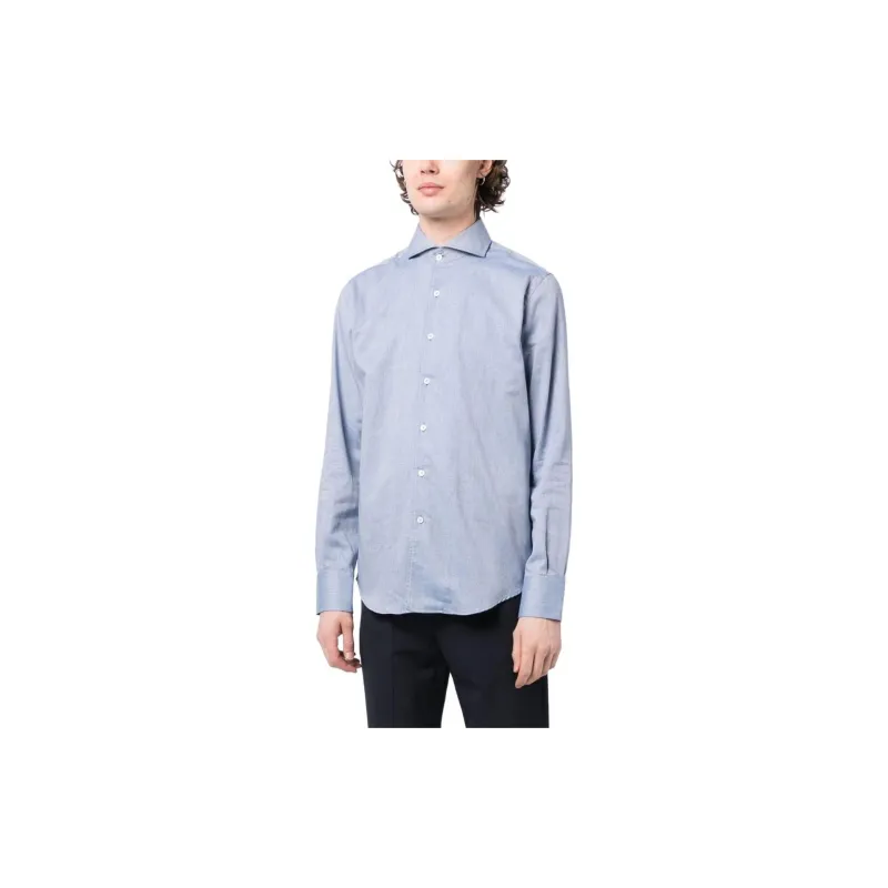 CANALI Cutaway-collar Cotton Shirt-1