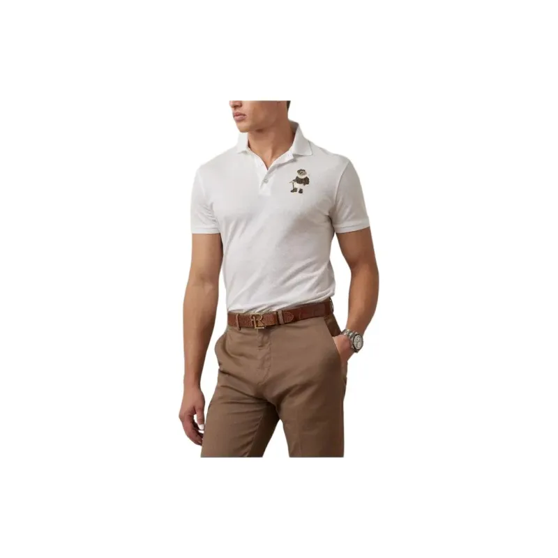 Ralph Lauren Purple Label SS24 Custom Slim Fit Polo Bear Polo Shirt Men's White-3
