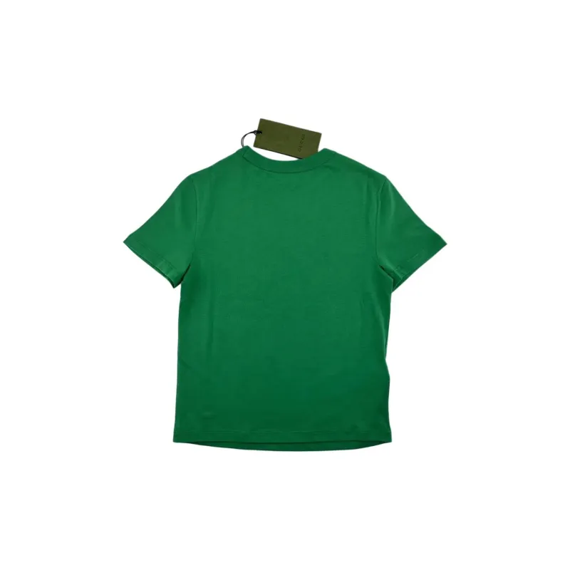 GUCCI Letter Print Crew Neck Short Sleeved T Shirt T Shirt Women's Green-1
