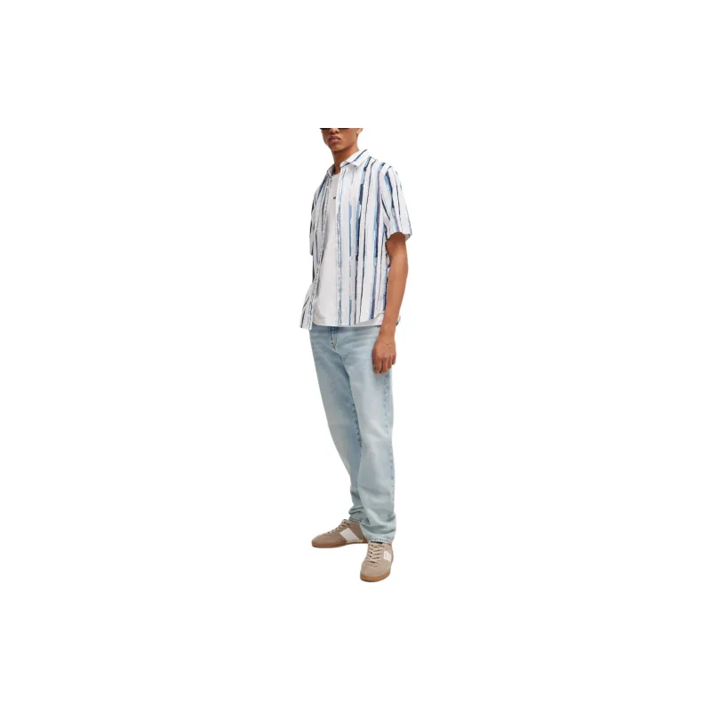 HUGO BOSS SS24 Regular-Fit Jeans In Blue Rigid Denim Jeans Men's Light Blue-1