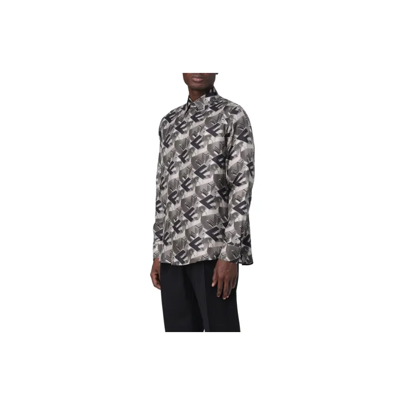 FENDI Monogram-print Silk Shirt-2