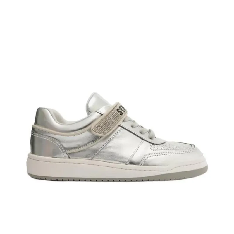 Schutz Low-Top Skateboard Shoes Women's Silver-1