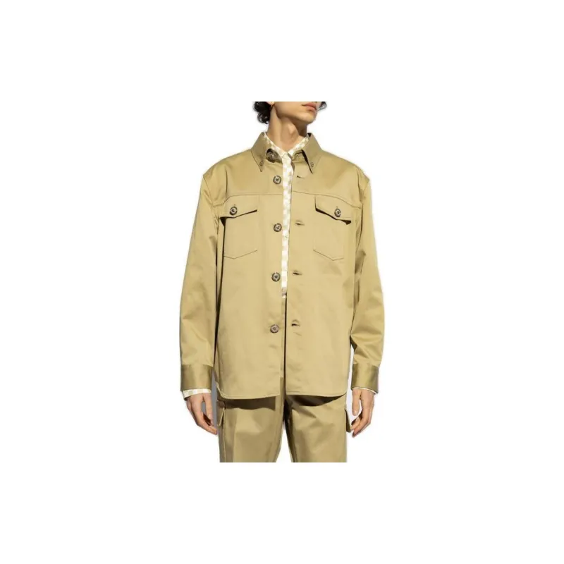 VERSACE Medusa Button Long Sleeved Shirt Jacket Shirt Men's Yellow-2