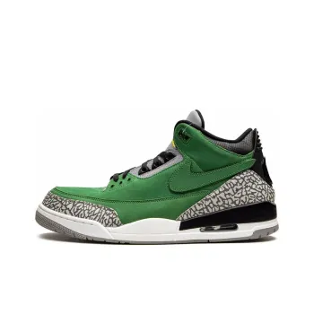 Jordan Air Jordan 3 Slip-Resistant Mid-Top Vintage Basketball Shoes Unisex Apple Green