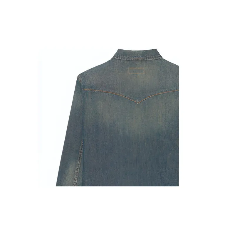 SAINT LAURENT Shirts Men Blue-2