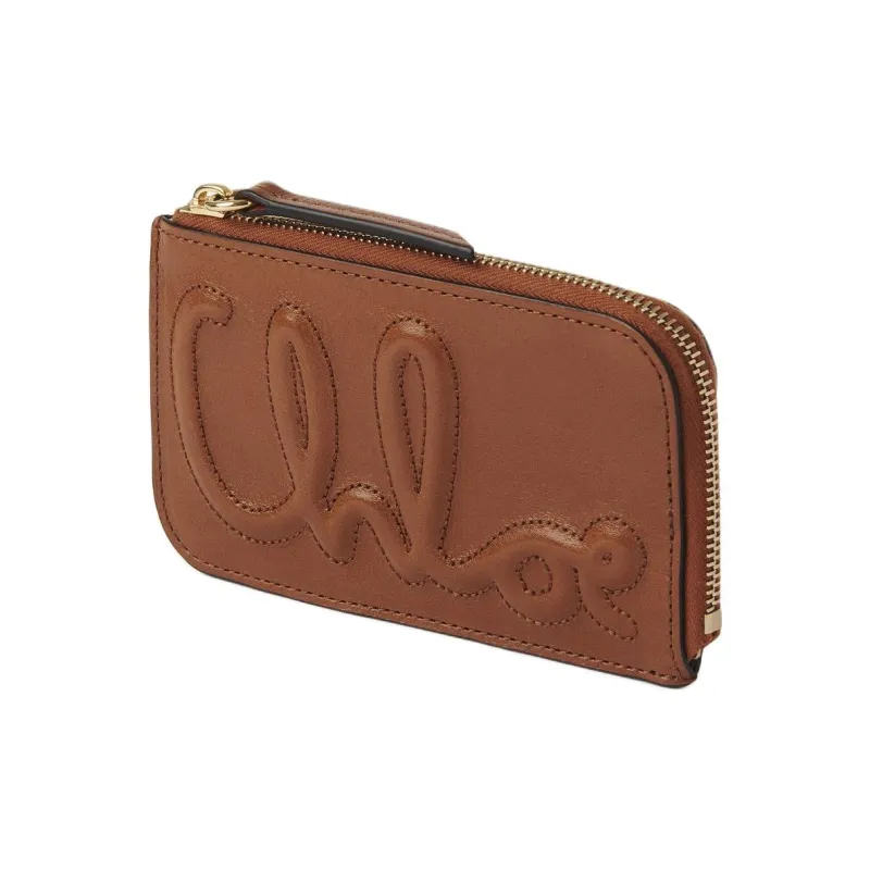 Chloe Shiny Calfskin Wallet Trumpets Women's Clay Brown-1