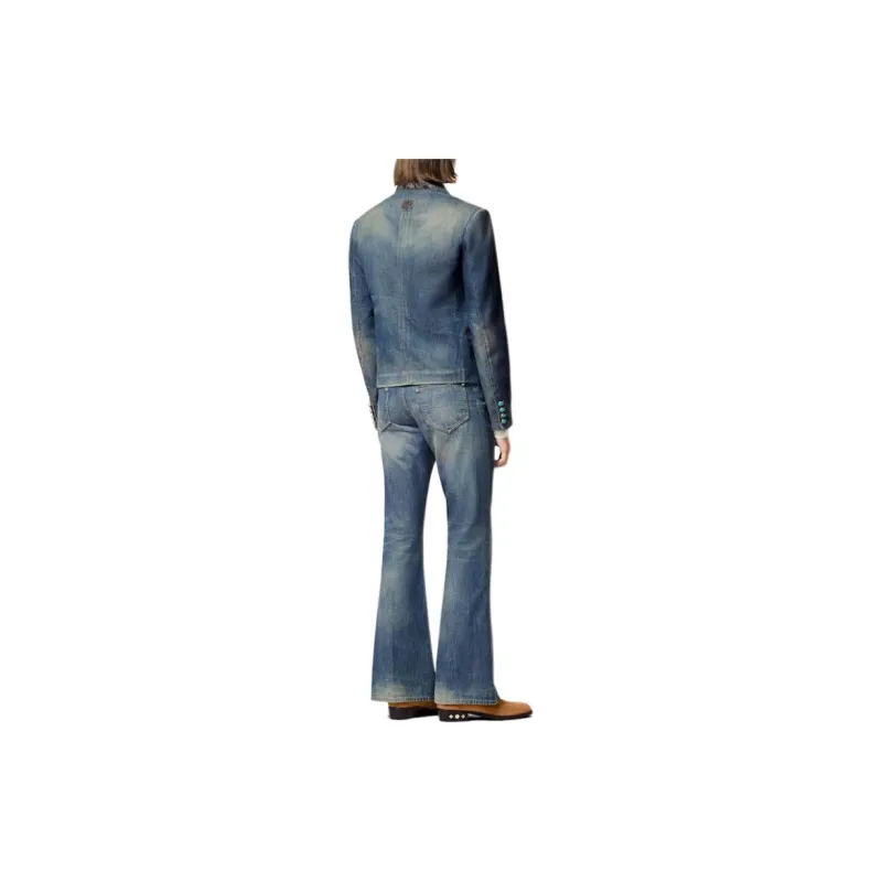 LOUIS VUITTON Embroidered Double Breasted Cotton Chambray Jacket-4