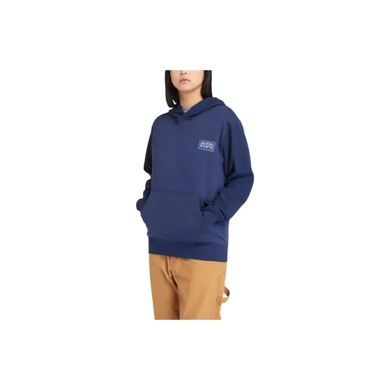 Timberland Globe Logo Textured Hoodie Sweatshirt Unisex Ocean Caves-3