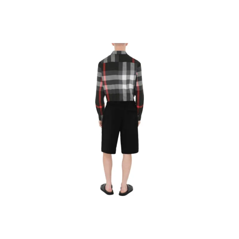 Burberry Check Cotton Shirt Men's Charcoal-3