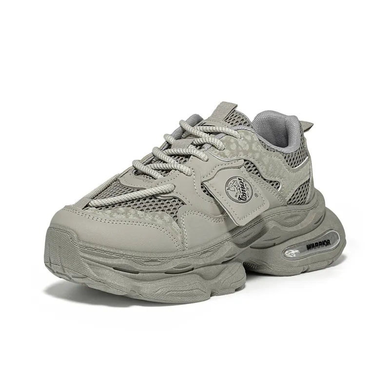Warrior Height Increasing Balance Support Abrasion Resistant Lightweight Low Top Chunky Sneakers Women's Gray Green-2