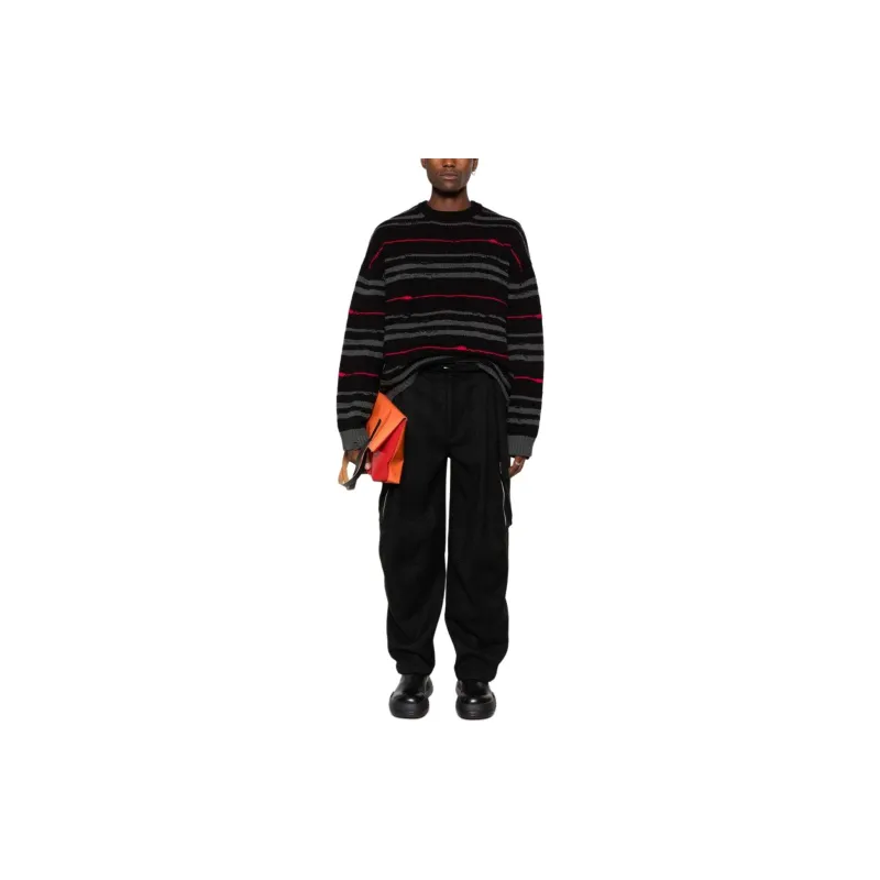 JUUN.J Ripped Drop Shoulder Striped Jumper-1