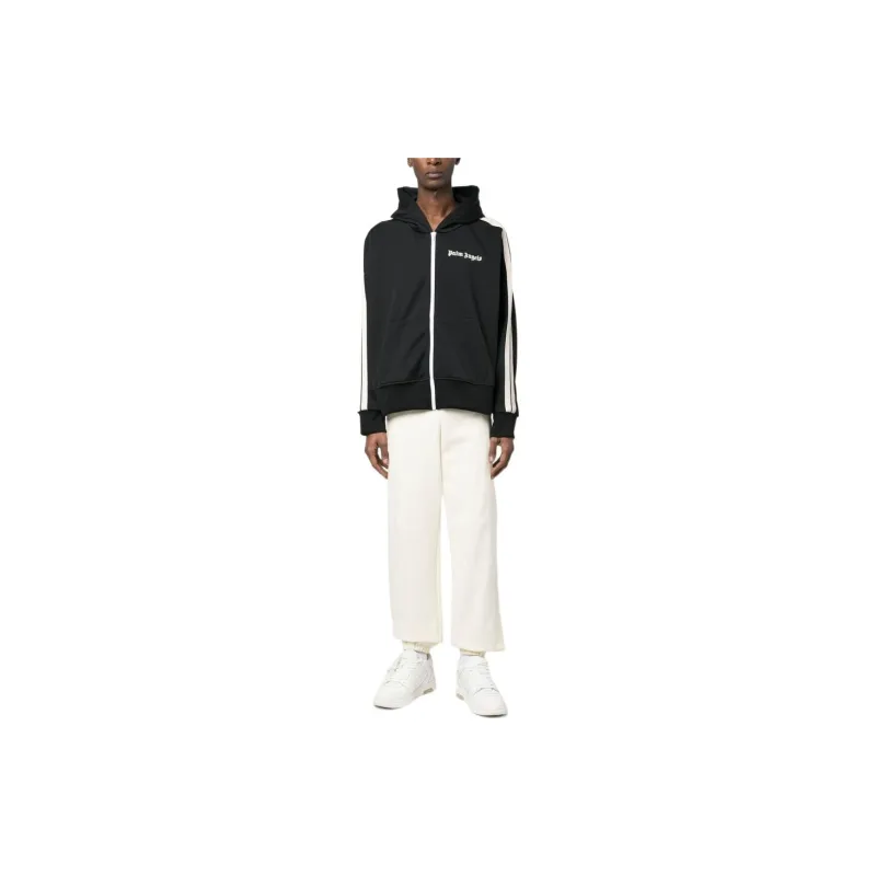 PALM ANGELS Stripe Detail Zip Up Hoodie-1