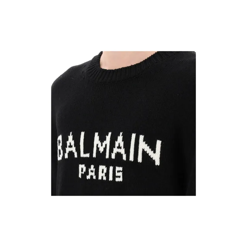 BALMAIN Logo Intarsia Knit Crewneck Jumper-5