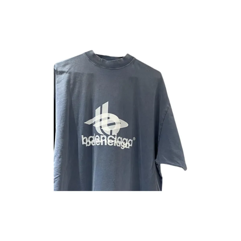 Balenciaga T Shirt Loose Fit Style Unisex Blue-2