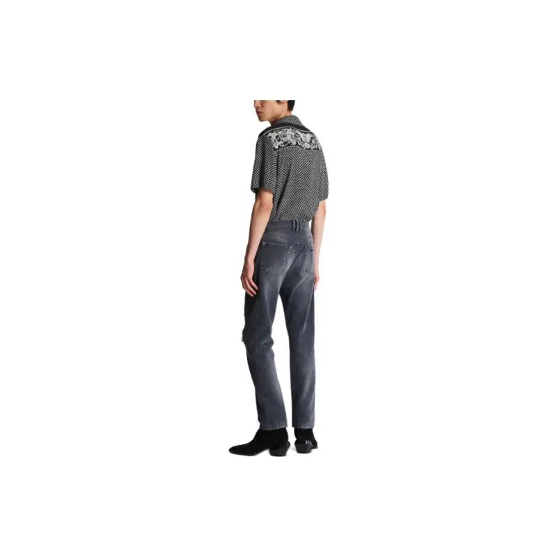 BALMAIN FW23 Faded Denim Patchwork Jeans Jeans Men's Black-1