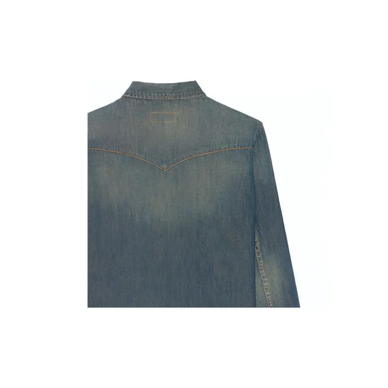 SAINT LAURENT Shirts Men Blue-5