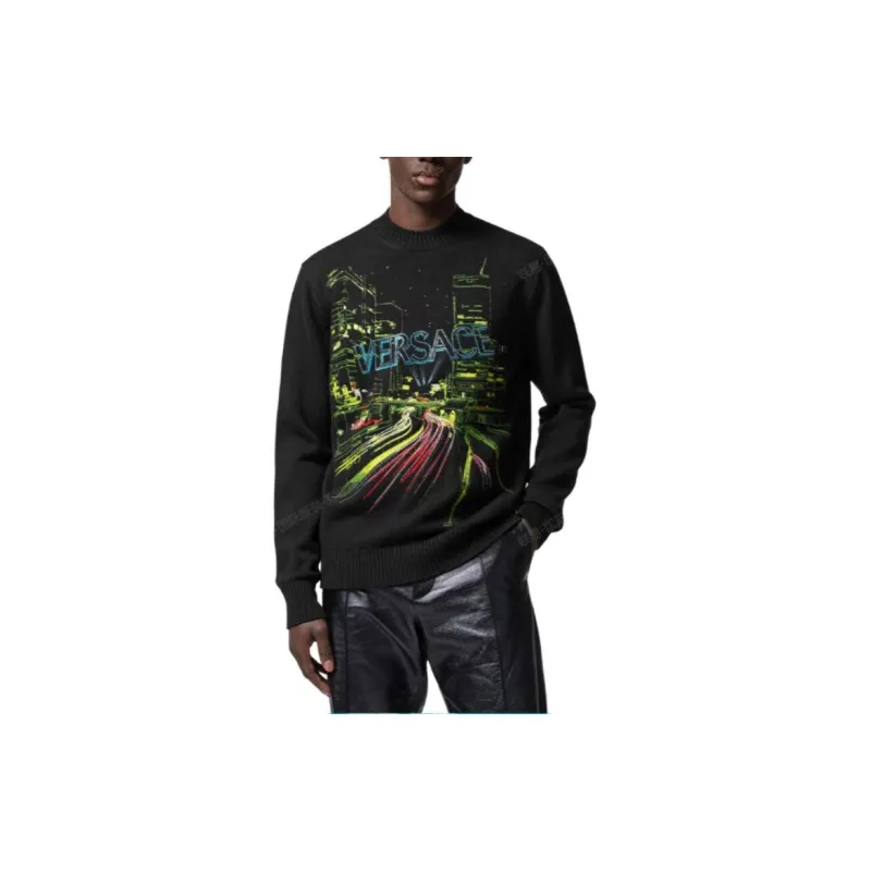 VERSACE City Lights Embroidered Crewneck Jumper-2