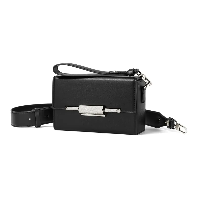 Yawei Kuroda PU Box Bag Handheld, One Shoulder, Crossbody Trumpets Unisex Black-2