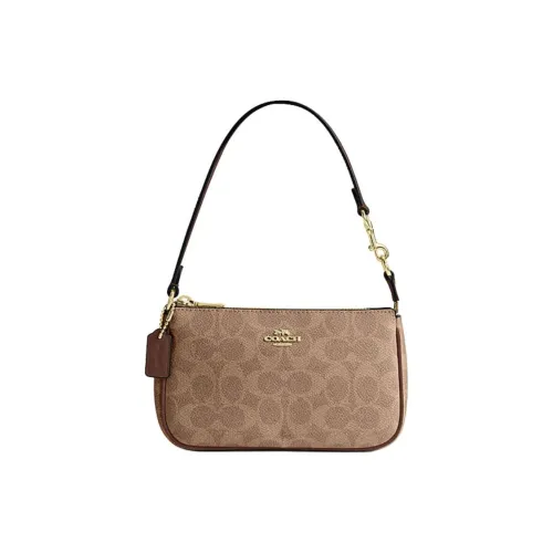 COACH Nolita Artificial Leather One Shoulder Handbags Small Size Women's Brown Yellow & Brown