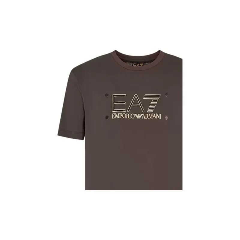 EMPORIO ARMANI EA7 Alphanumeric Print Crew Neck Short Sleeved T Shirt Men's Soil Brown-2