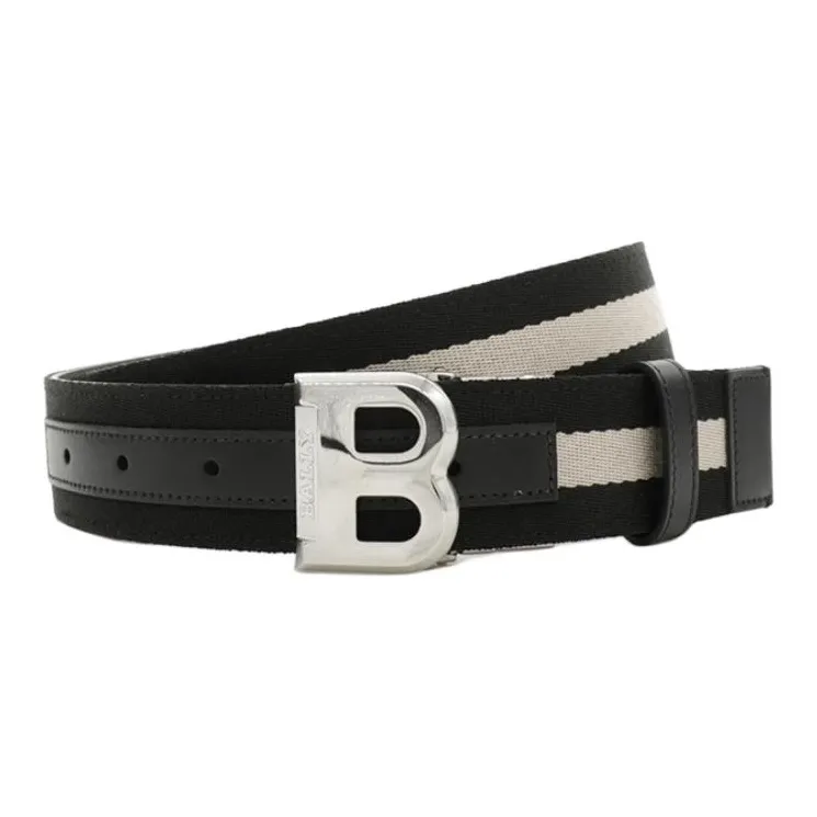 BALLY Top Grain Cow Leather Belts Men's Black Width 3.5CM-1