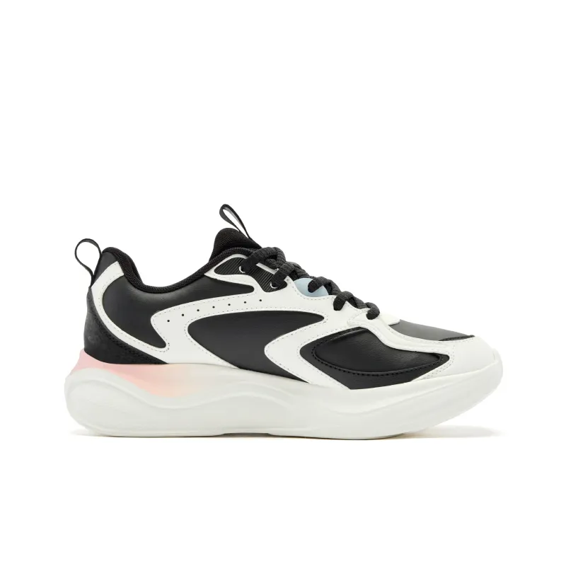 QIAODAN Anti Slip Wear Resistant Low Top Q COZY SOFT Running Shoes Women's Black White-1