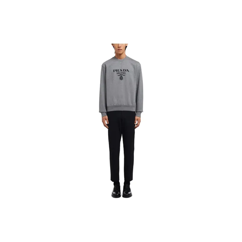 PRADA Cotton Jersey Logo Crewneck Sweatshirt-1