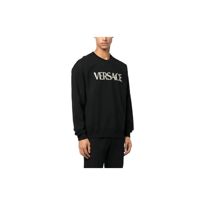 VERSACE Logo Embroidered Crewneck Sweatshirt-3