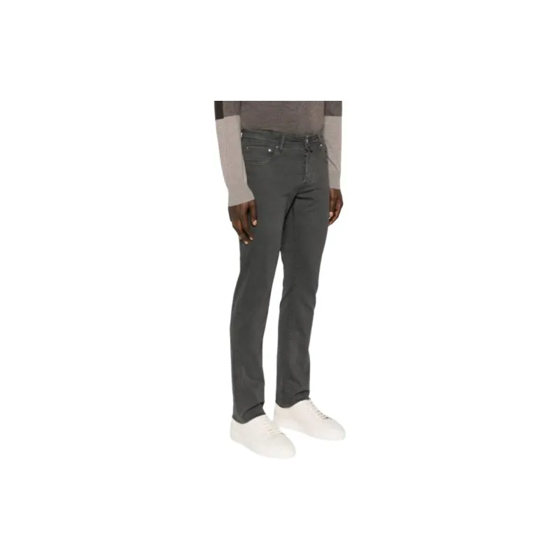 JACOB COHEN Logo patch Cotton Blend Tapered Jeans-1