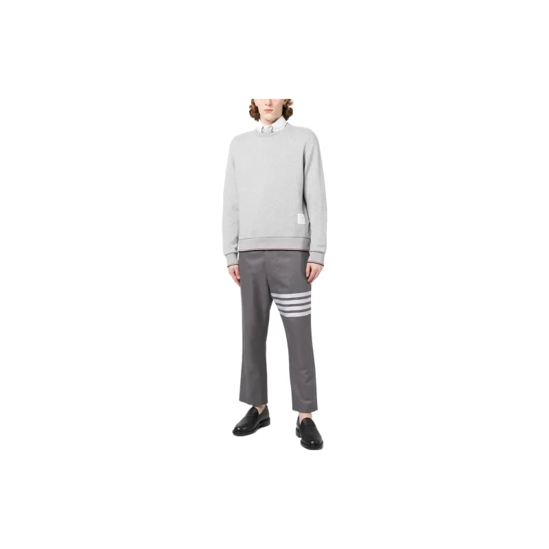 THOM BROWNE Herringbone Pattern Crewneck Sweater-1