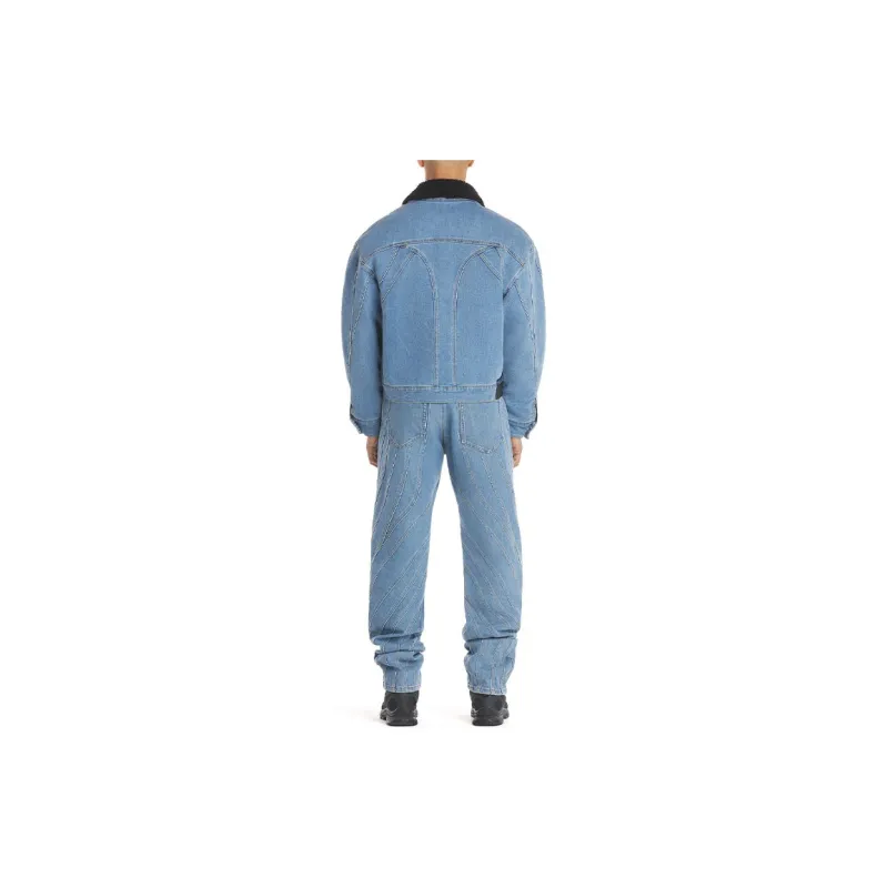 Mugler Denim Jackets Unisex Light Blue-5