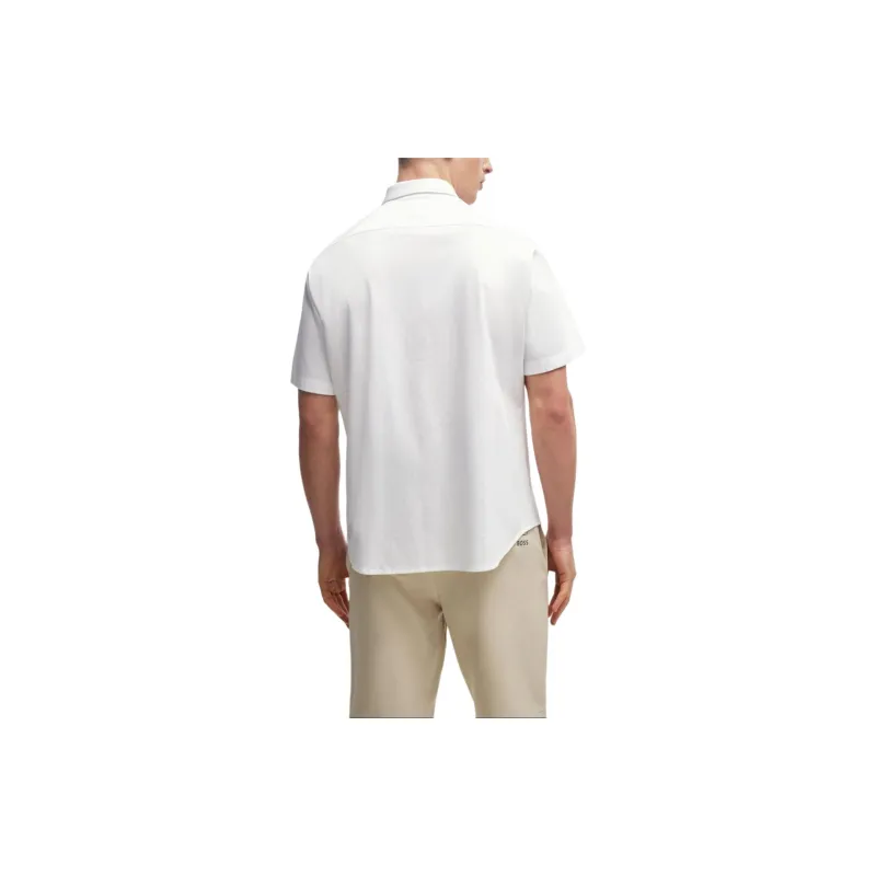 HUGO BOSS Regular Fit Shirt In Cotton Piqué Jersey Shirt Men's White-3