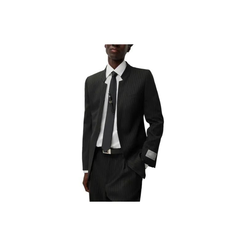 HUGO BOSS Wool-Blend Pinstriped Blazer Jackets Coats Men's Black-3