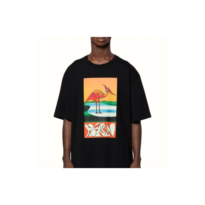 HERON PRESTON Abstract Heron Print T Shirt-1