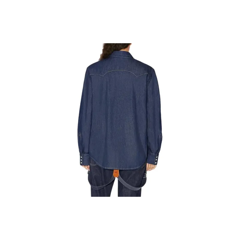 KENZO Logo Embroidered Buttoned Denim Shirt-3