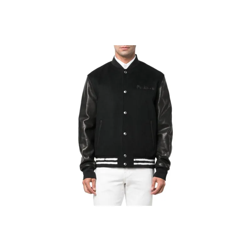 Alexander McQueen Logo Printed Buttoned Bomber Jacket-2