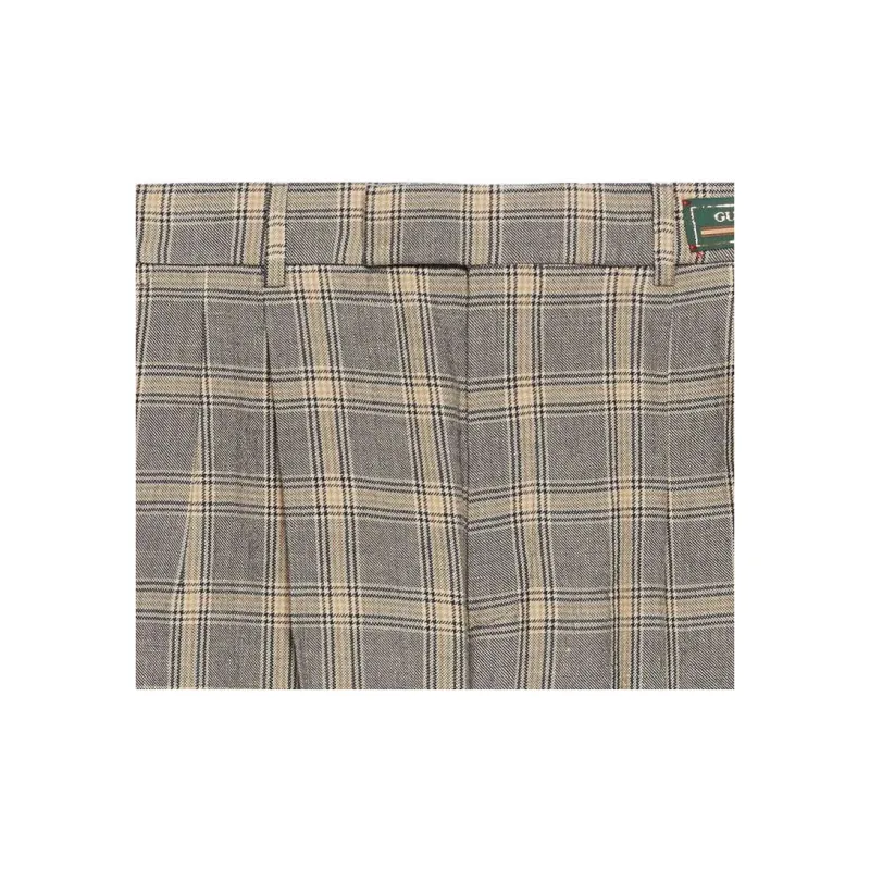 GUCCI Cuffed Plaid Shorts Grey/Beige-5