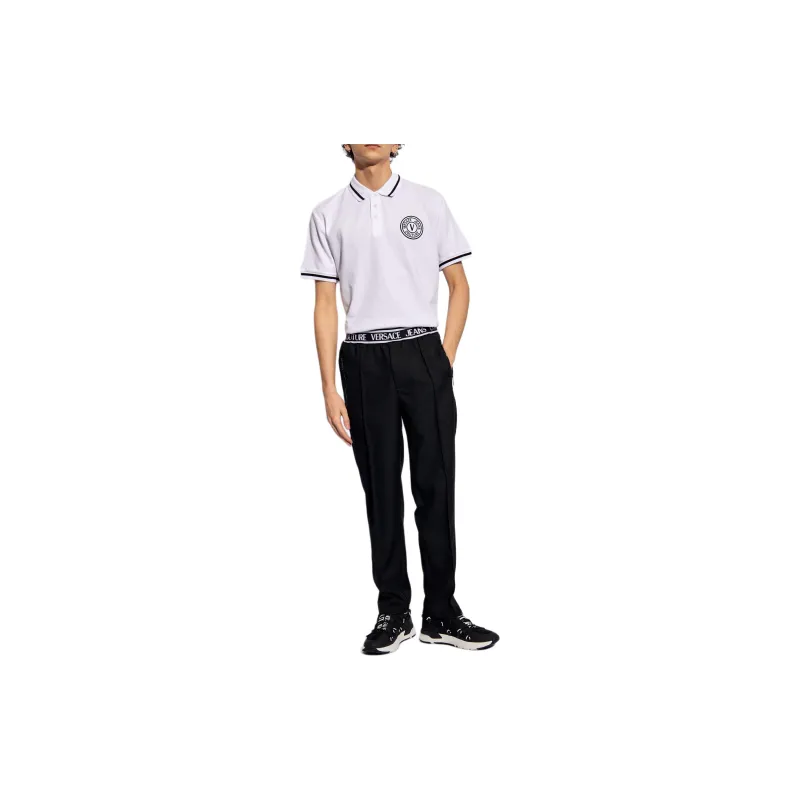 VERSACE JEANS COUTURE Logo Embroidered Short Sleeved Polo Shirt-1