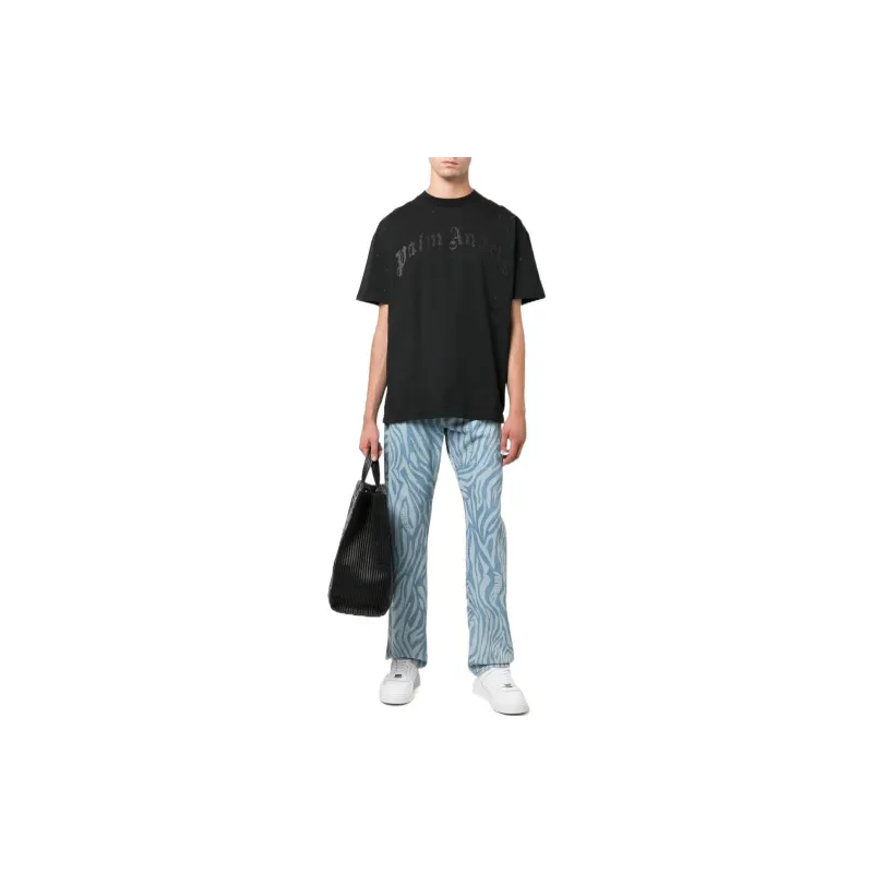 PALM ANGELS Glittered Logo Classic Tee-2