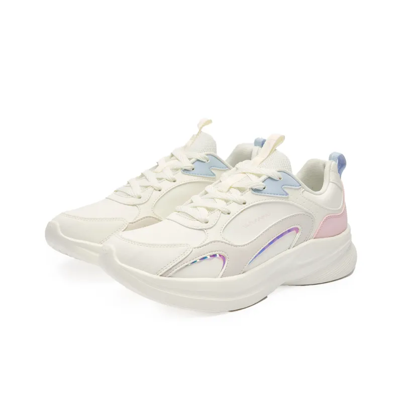 QIAODAN Cushioning Anti Slip And Wear Resistant Low Top Casual Running Shoes Women's Beige Pink-2