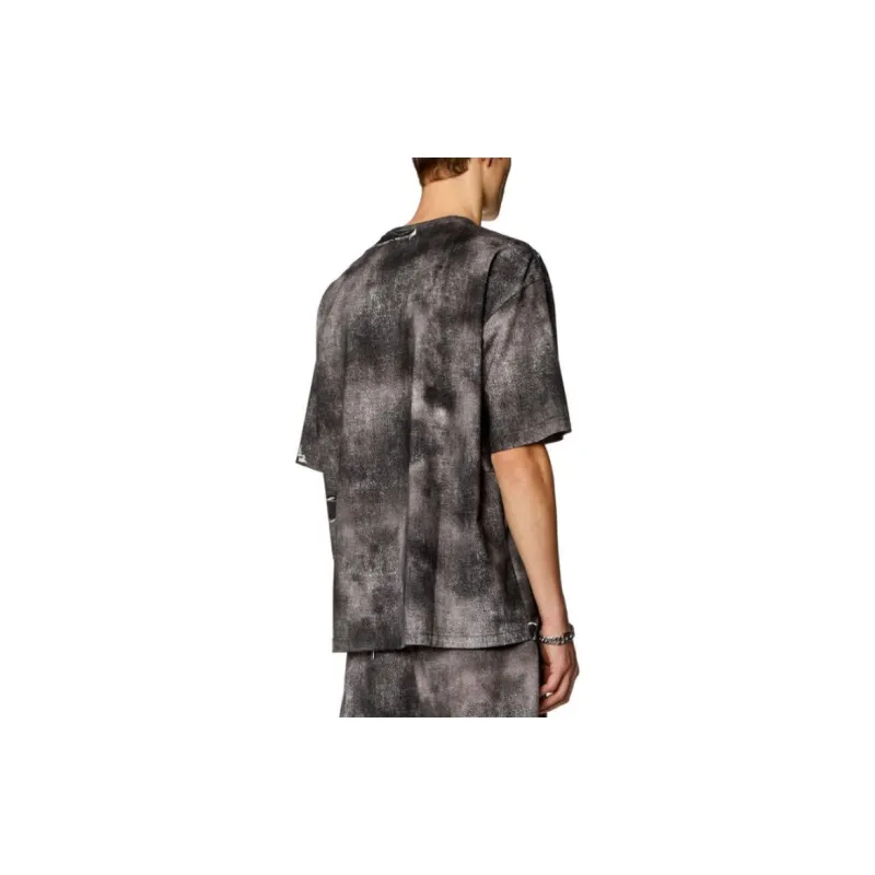 DIESEL T-Wash-N2 Trompe L'oeil Denim Printed Distressed T-Shirt-1