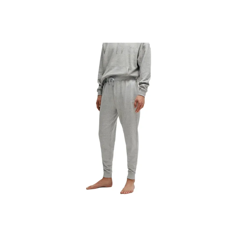 HUGO BOSS Tracksuit Bottoms With Embroidered Logo Knitted Sweatpants Men's Gray-3